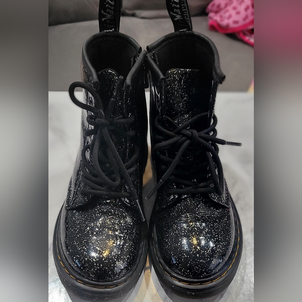 Dr. Martens Black and Silver Glitter Combat Boots